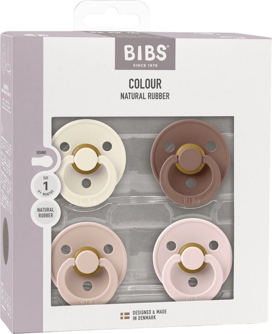 BIBS - Fopspenen - Colour - 4 Pack - Rond - Ivory/Blush/Woodchuck/Blossom - Maat 2 van Merkloos — afbeelding 3