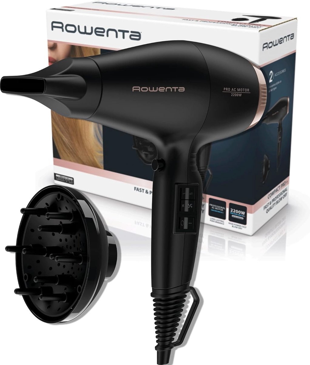 Professionele Haardroger met AC-motor - 2200 W, 4 Instellingen, Koude Lucht en Concentrator
