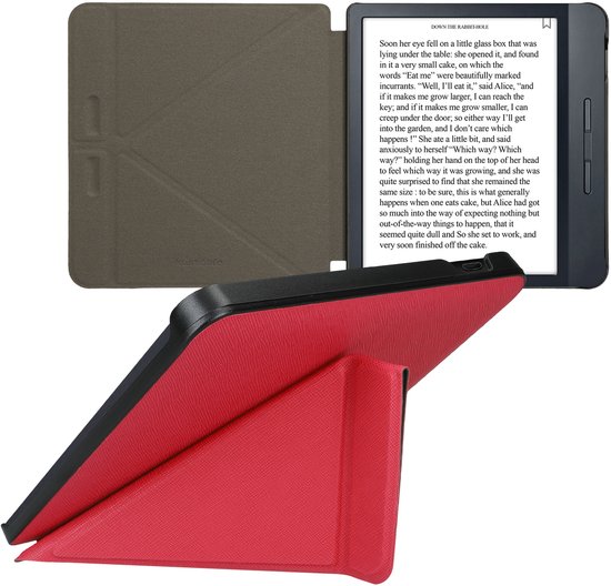 kwmobile e-reader hoesje geschikt voor Kobo Libra H2O hoes - Ereader flip case met standaard - E reader cover van kunstleer - In neon roze van Merkloos — afbeelding 2