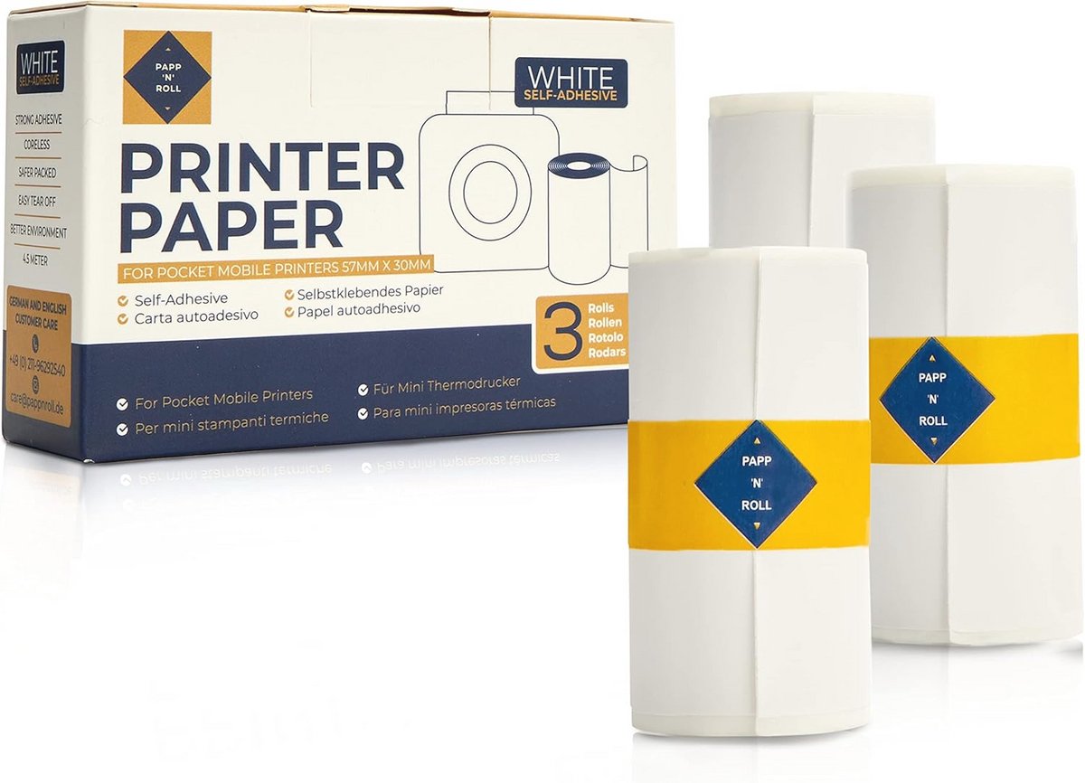 Zelfklevend Thermisch Stickerpapier voor Mini-Printer – 57 x 30 mm, Perfect voor Thuis en Kantoor