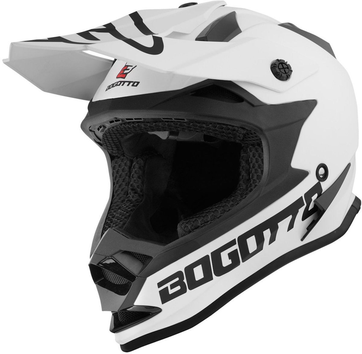 Bogotto V321 Solid Mat Wit Crosshelm - Maat XS - Helm