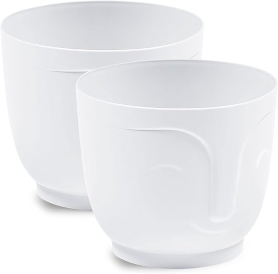 PECZEKO Bloempot, glanzend, overpot, kunststof, decoratief, voor grote en kleine planten, set van 2, kruidenpot, rood, doorsnede 14 cm