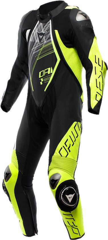 Dainese Audax D-Zip Perforated Zwart Fluo Geel Wit 1-Delig Motorpak - Maat 50 - Racepak