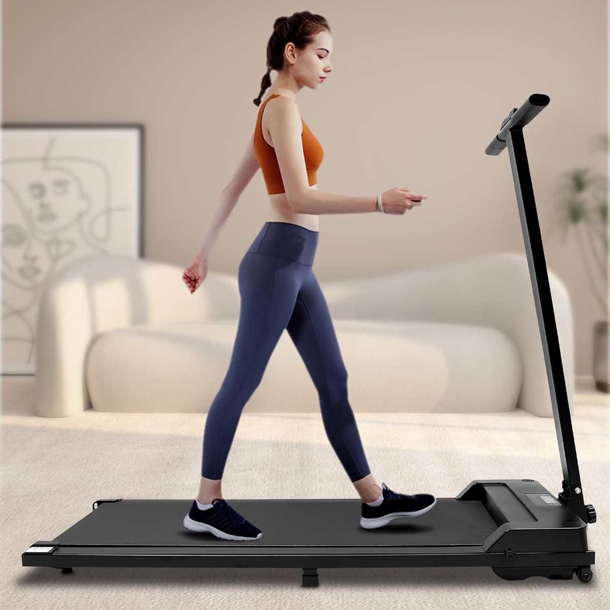 Afbeelding 2 van Loopband Inklapbaar - Loopbanden Voor Thuis - Opvouwbare Loopband Voor Thuis - Walking Pad Treadmill - Inklapbare Wandelband - Opvouwbaar En Stil - Vering En Demping - Fitness - Dunne En Lichteloopband Voor Thuis - Geen Montage Vereist