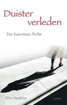 Boek "Duister verleden" met een vrouw in een witte jurk en haar schaduw.