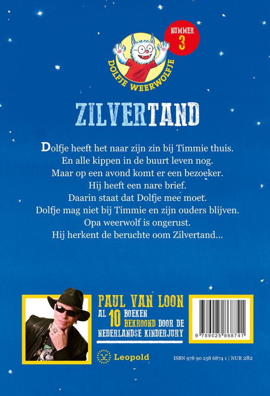 Boekomslag met de tekst "ZILVERTAND" en een illustratie van een wolfje, Nummer 3.
