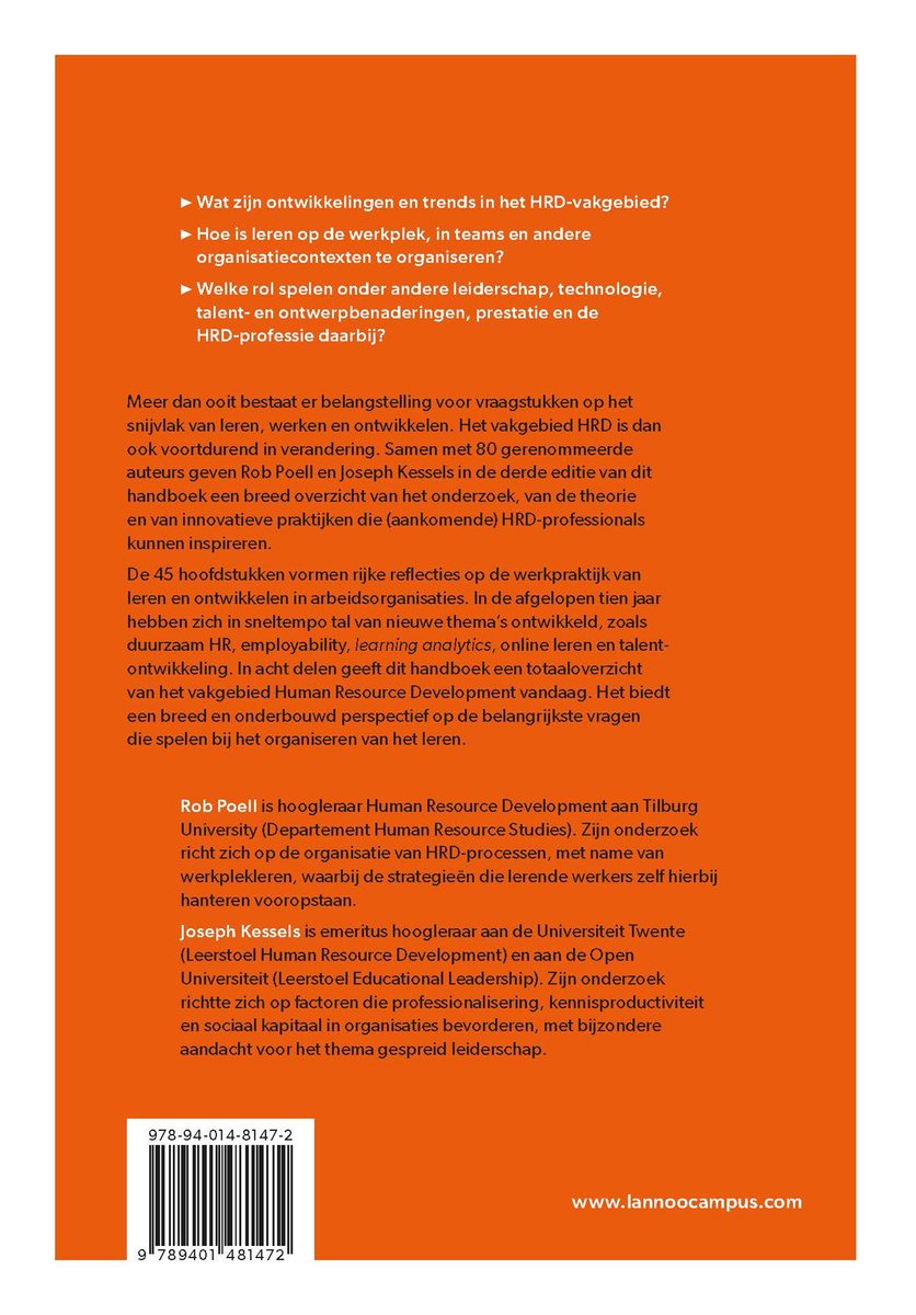 Handboek Human Resource Development - back cover