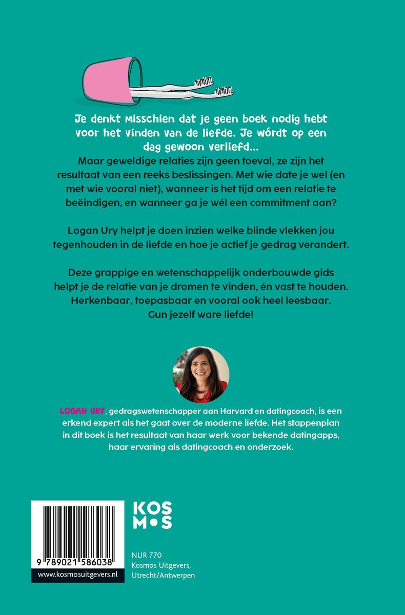 Achterkant van een boek met een korte samenvatting en informatie over de auteur Logan Ury, met een streepjescode en uitgeverinformatie.