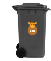 Containerstickers Huisnummer '230' - 20x30cm - Leuke Giraf - Set van 4 dezelfde Vinyl Stickers - Klikostickers