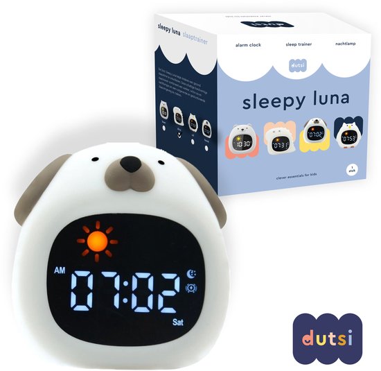 Dutsi - Sleepy Luna - 3-in-1 Slaaptrainer Hondje - Slaapwekker - Nachtlampje - White Noise