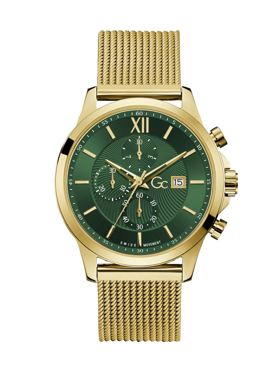 Gc Gc Executive Quartz Chronograph Geel, Goud En Groen Case: 100% Stainless Steel | Armband: 100% Stainless Steel 44 Y27013G9MF