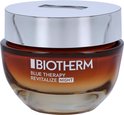Biotherm Blue Therapy Revitalize Night nachtcrème in een amberkleurig glazen pot met zilverkleurig deksel.