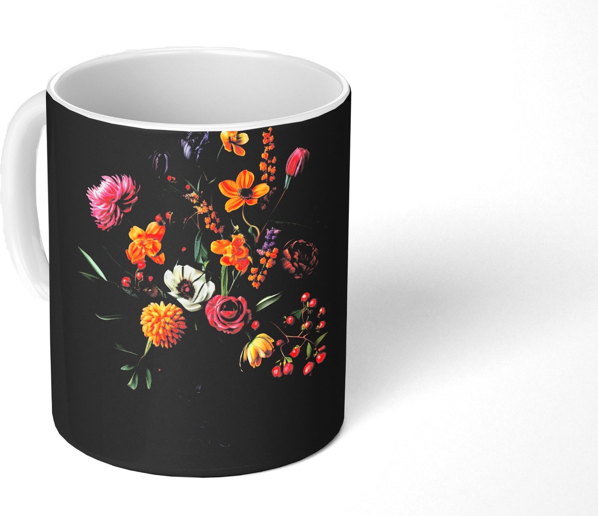 Mok - Koffiemok - Sierlijk - Boeket - Bladeren - Mokken - 350 ML - Beker - Koffiemokken - Theemok