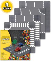 Set complet de plaques de route adaptées pour LEGO - 4 pièces - Plaques de construction de route - Plaques de construction de construction de rue - Plaque de route - Pour les Bouwstenen Classic