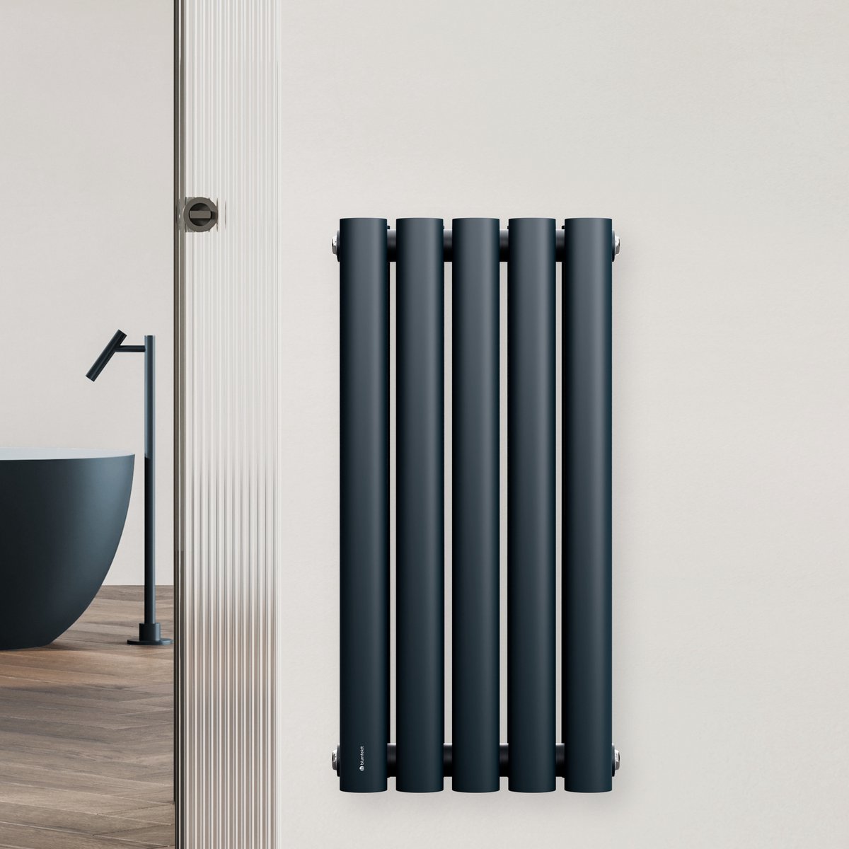 Blumfeldt Heizkörper Middenaansluiting - 360 W Wandheizkörper, Poedercoated staal, Energiebesparende warmwaterwerking, ½''-Middenaansluiting, Dubbelwandig, 60x30 cm, Antraciet