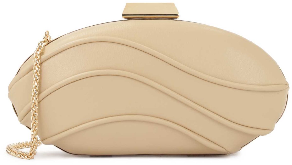 Avant-garde clutch handbag with engraved KAZAR logo