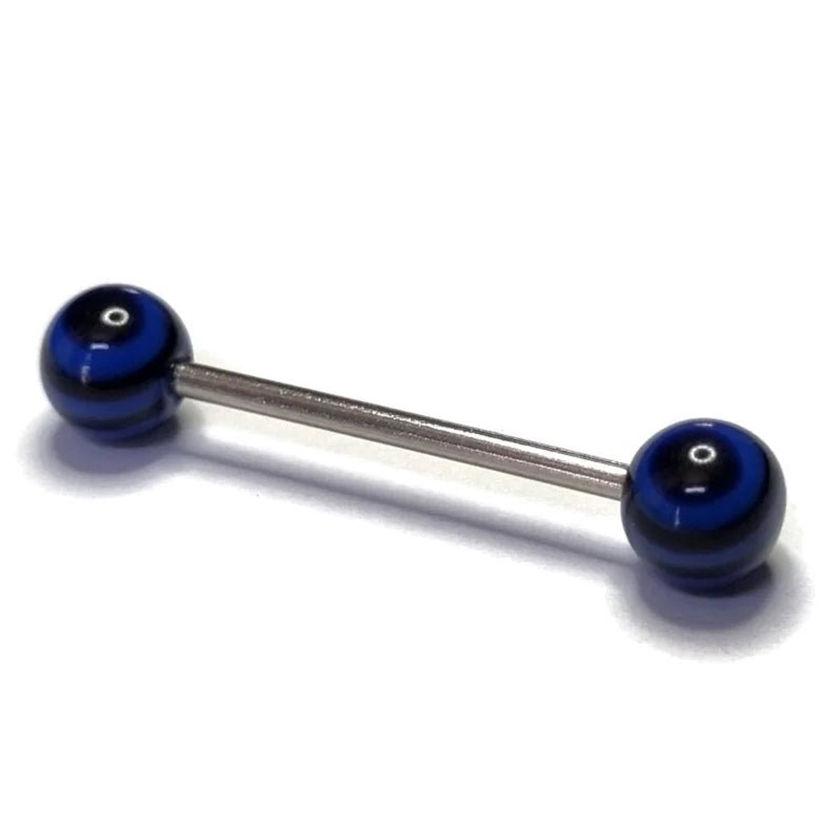 Aramat Jewels | Tongpiercings | Kleurrijke Gestreepte Tongpiercing van Staal | Zwart-Blauw | |6mm | Staal | Volwassenen | Verkleurd niet
