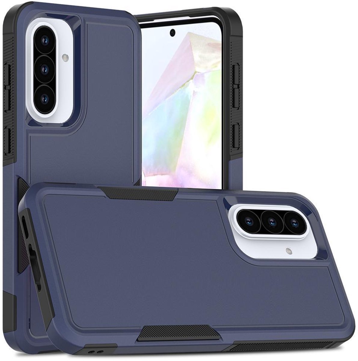 Mobigear Hoesje geschikt voor Samsung Galaxy A36 Telefoonhoesje Hardcase | Mobigear Heavy Armor Backcover Shockproof | Schokbestendig Galaxy A36 Telefoonhoesje | Anti Shock Proof - Donkerblauw