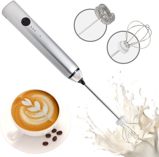 Elektrische melkopschuimer met 3 standen zilver
