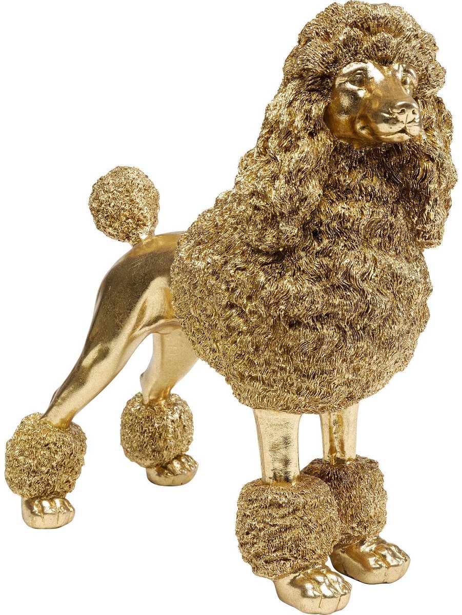 Decofiguur Mrs Poodle Gold 34cm