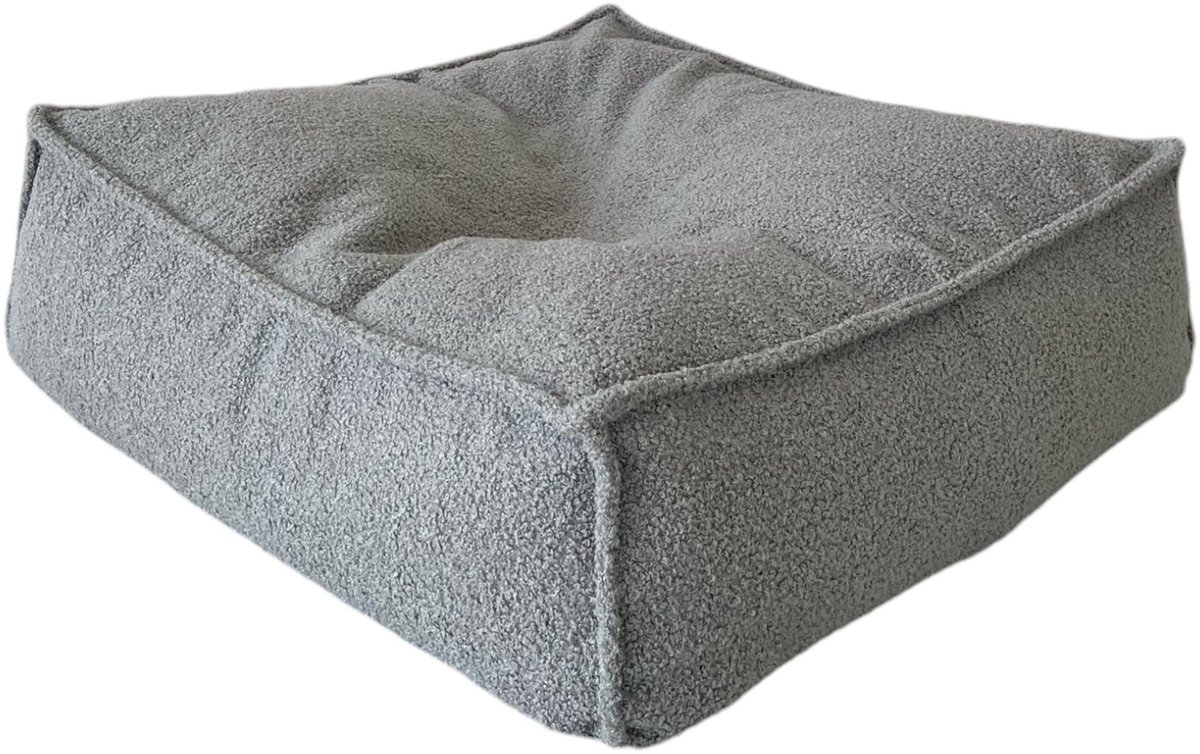 Moje | Bouclé Ottoman -square - Grey