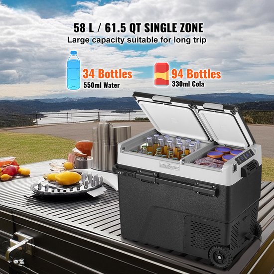 Draagbare autokoelkast van, 58 l / 61,5 QT, dubbele zone. Instelbaar van -20 °C tot 20 °C. Compressorkoeler voor thuis, buiten, kamperen, camper, auto. van Alpicool — afbeelding 4