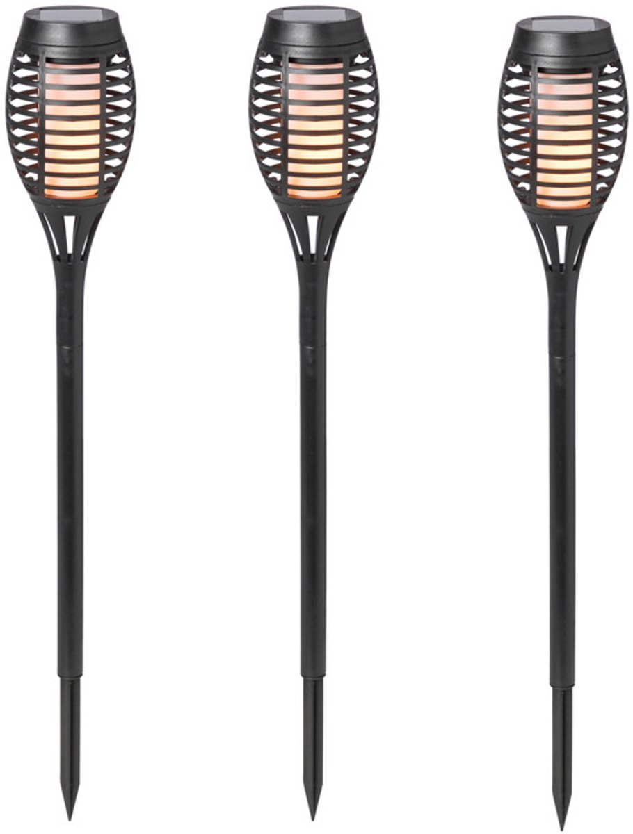 3 Stuks - Tuinlamp Fakkel - Solar - Realistisch vlameffect - 48 cm - Brandt 6-8 uur