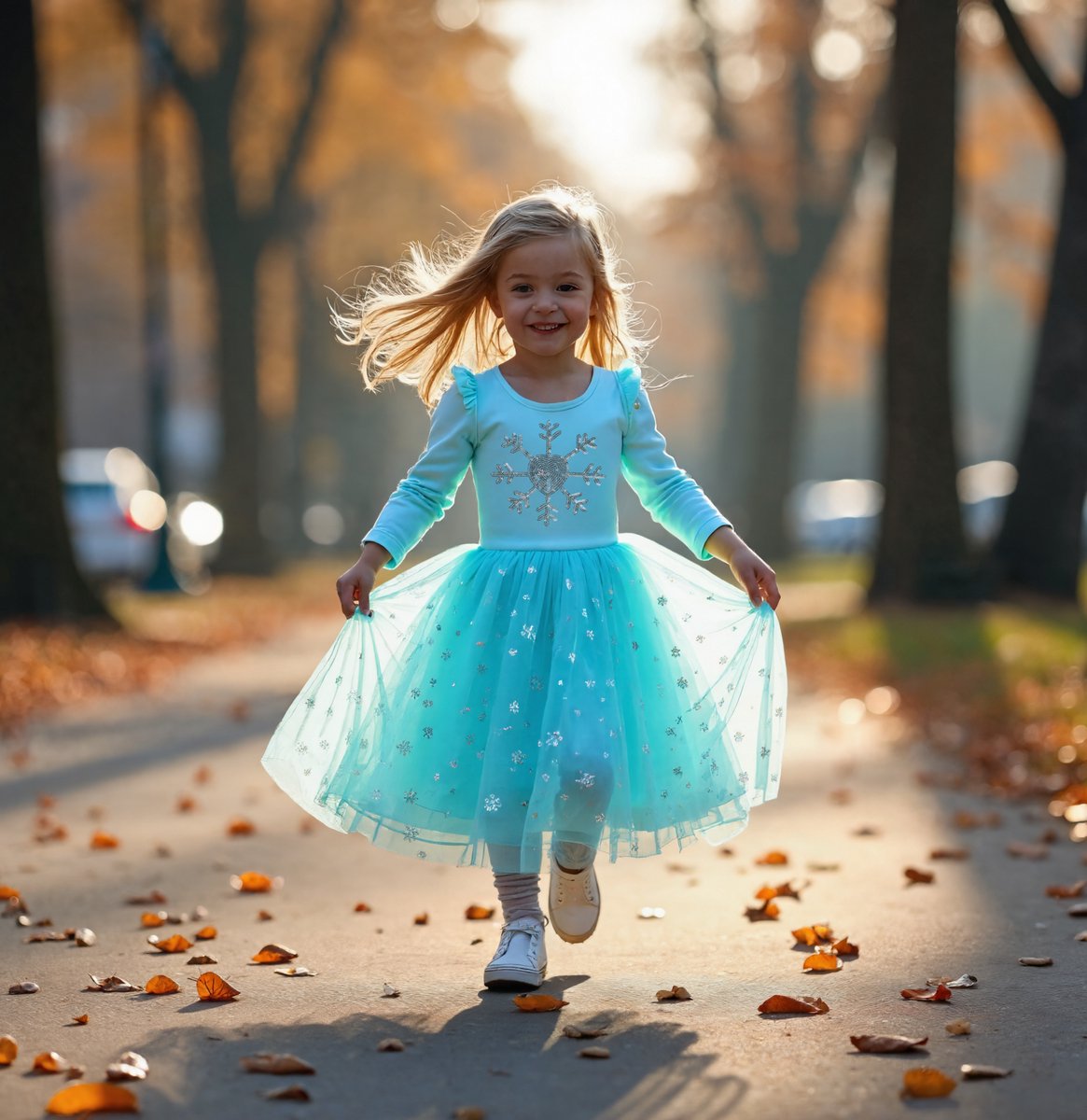 Joya Kids® Blauwe Verkleedjurk Meisjes | Lichtblauw Jurkje met Lange Mouwen & Tule Rok | Comfortabele Prinsessenjurk voor Kinderen | T-shirt Stof | Prinsessenjurk meisje | | — afbeelding 8