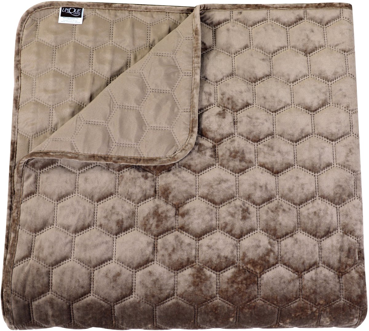 Unique Living - Bedsprei Peggy 240x280cm taupe — cadeau in Wonen & Interieur - foto 3