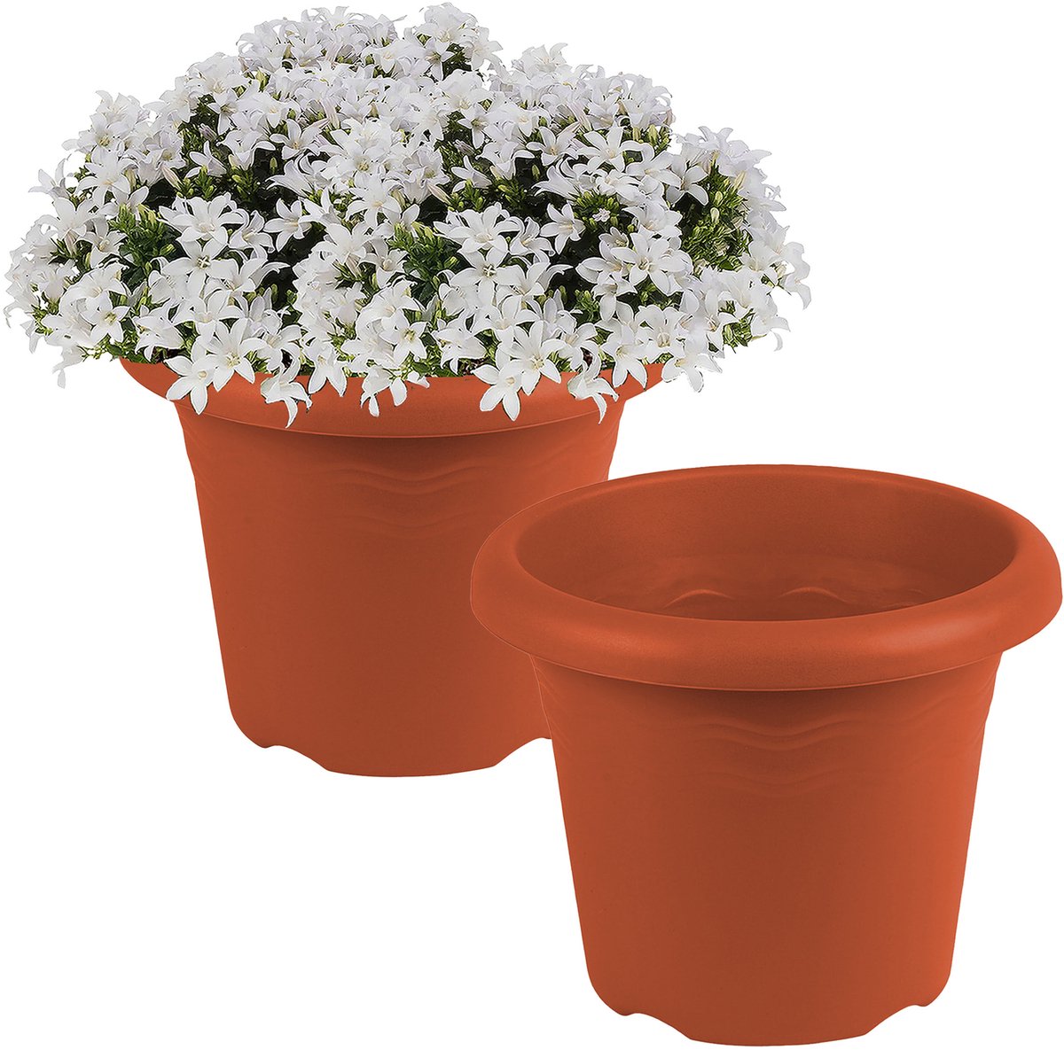 Hega Hogar Plantenbak - 2x - Terra cotta - kunststof - D14 x H11 cm - Plantenbakken/bloembakken voor buiten