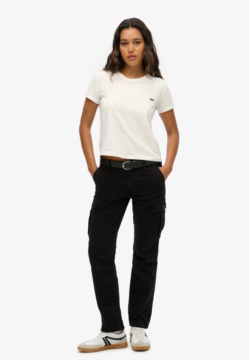 Superdry Slimfit cargobroek met middelhoge taille Dames Broeken Zwart