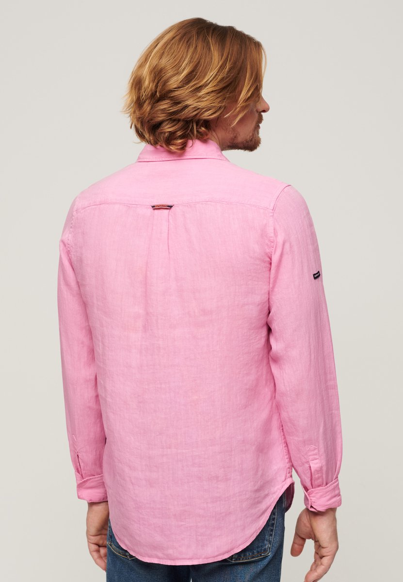 Superdry Studios Casual Linen Overhemd Met Lange Mouwen 3XL Man Roze