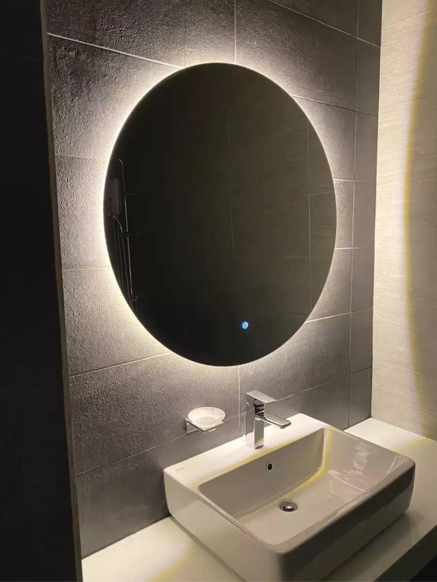 Ronde Dimbare Badkamerspiegel met LED Verlichting - Frameloze Wandspiegel - 80CM