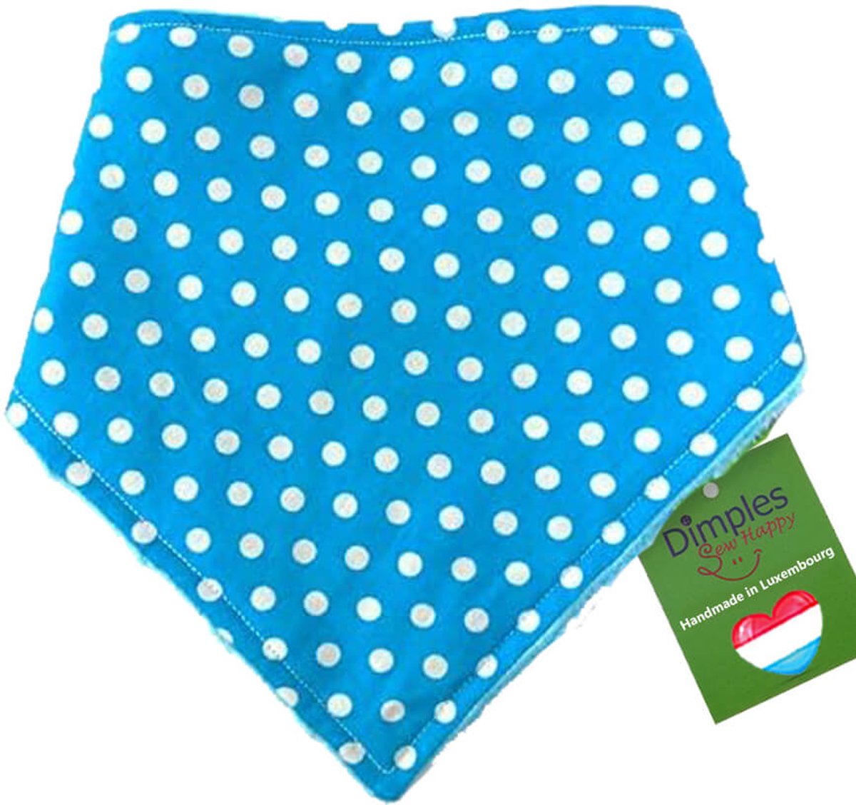 Turquoise hondenhalsdoek met stippen - DIMPLES 65cm XXXL hondensjaal hondenbandana met comfortabele drukknopen