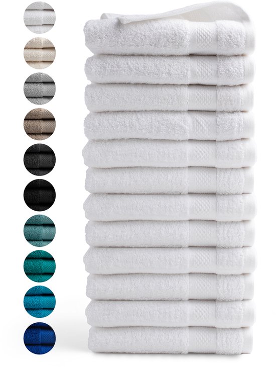 DoubleDry Handdoeken 50 x 100 - set van 12 - Hotel kwaliteit 500 g/m2 - 12x Wit