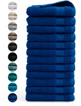Bol.com DoubleDry Handdoeken Set 50 x 100 cm - 12 stuks - 100% zacht katoen 500 g/m2 - 12x Klassiek Blauw aanbieding
