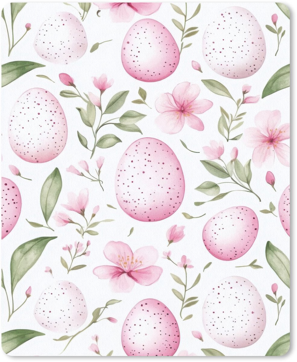 Muismat 19x23 cm - Mousepad Patroon - Eieren - Roze - Pasen - Muismatten