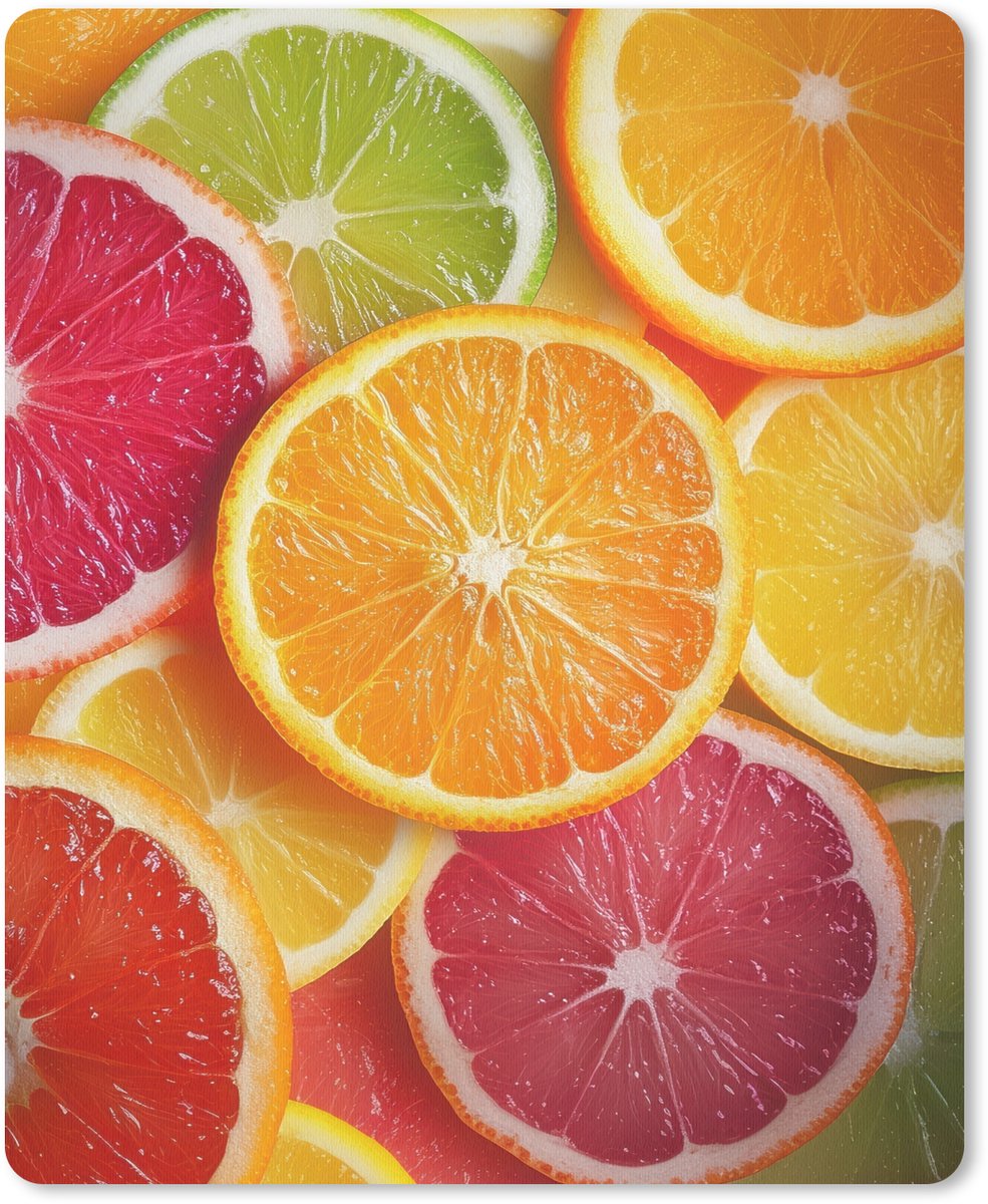 Muismat 19x23 cm - Mousepad Fruit - Kleurrijk - Close up - Muismatten