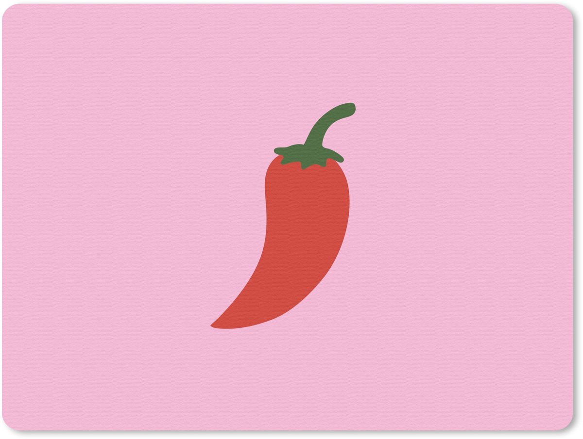 Muismat 23x19 cm - Mousepad Peper - Rood - Illustratie - Muismatten