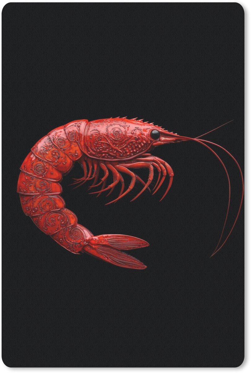 Muismat 18x27 cm - Mousepad Garnaal - Rood - Dieren - Muismatten