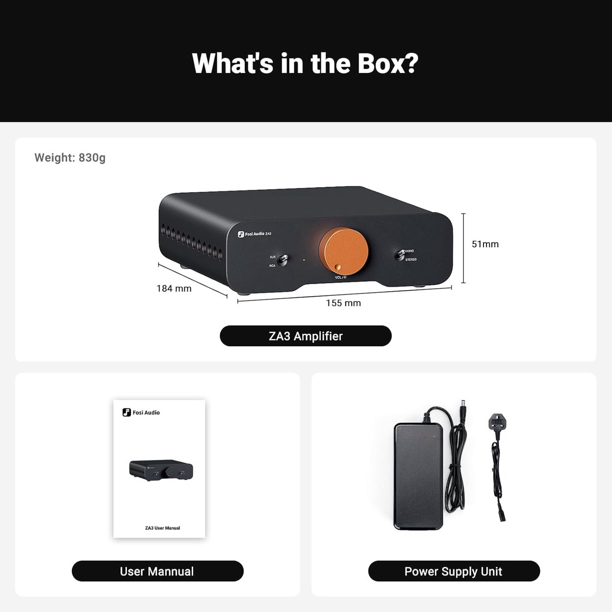 Fosi ZA3 Stereo/Mono Versterker - 180W met XLR Ingang thumbnail 5
