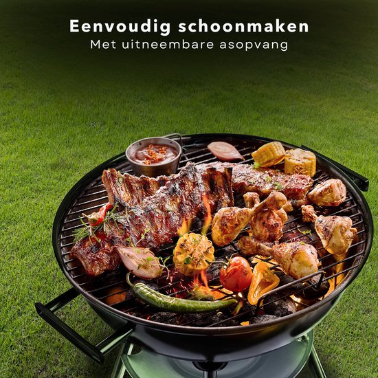 Cheqo® Houtskool Barbecue - Kogelgrill Houtskoolbarbecue - BBQ - Barbecue met Wielen - Zwart Metaal - Op Wielen - Inclusief EBOOK van Merkloos — afbeelding 3