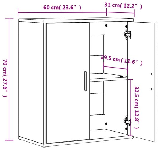 Buffet vidaXL - Commodes - Armoire de rangement - Armoire murale - Buffet 60 x 31 x 70 cm Bois traité Couleur chêne Sonoma
