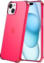 Smartphonica Telefoonhoesje geschikt voor iPhone 15 - Transparant Shockproof siliconen Hoesje met Stootrand – Neon Roze geschikt voor iPhone 15