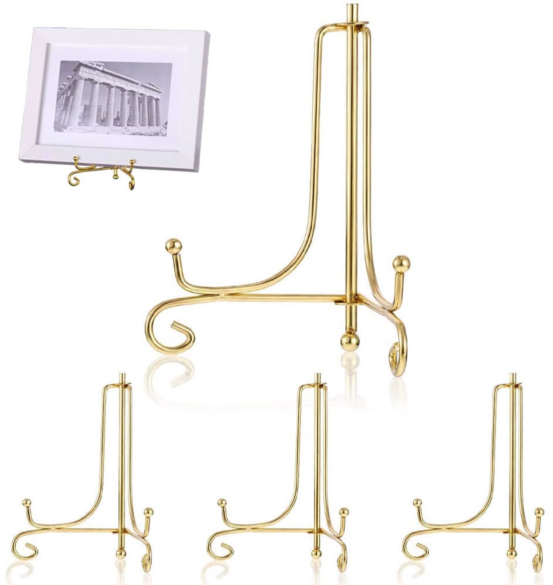Ibenzoa® Robuuste Metalen Displaystandaard met 4 Bordenhouders en Opvouwbare Ezel – Perfect voor Presentaties en Creatieve Projecten
