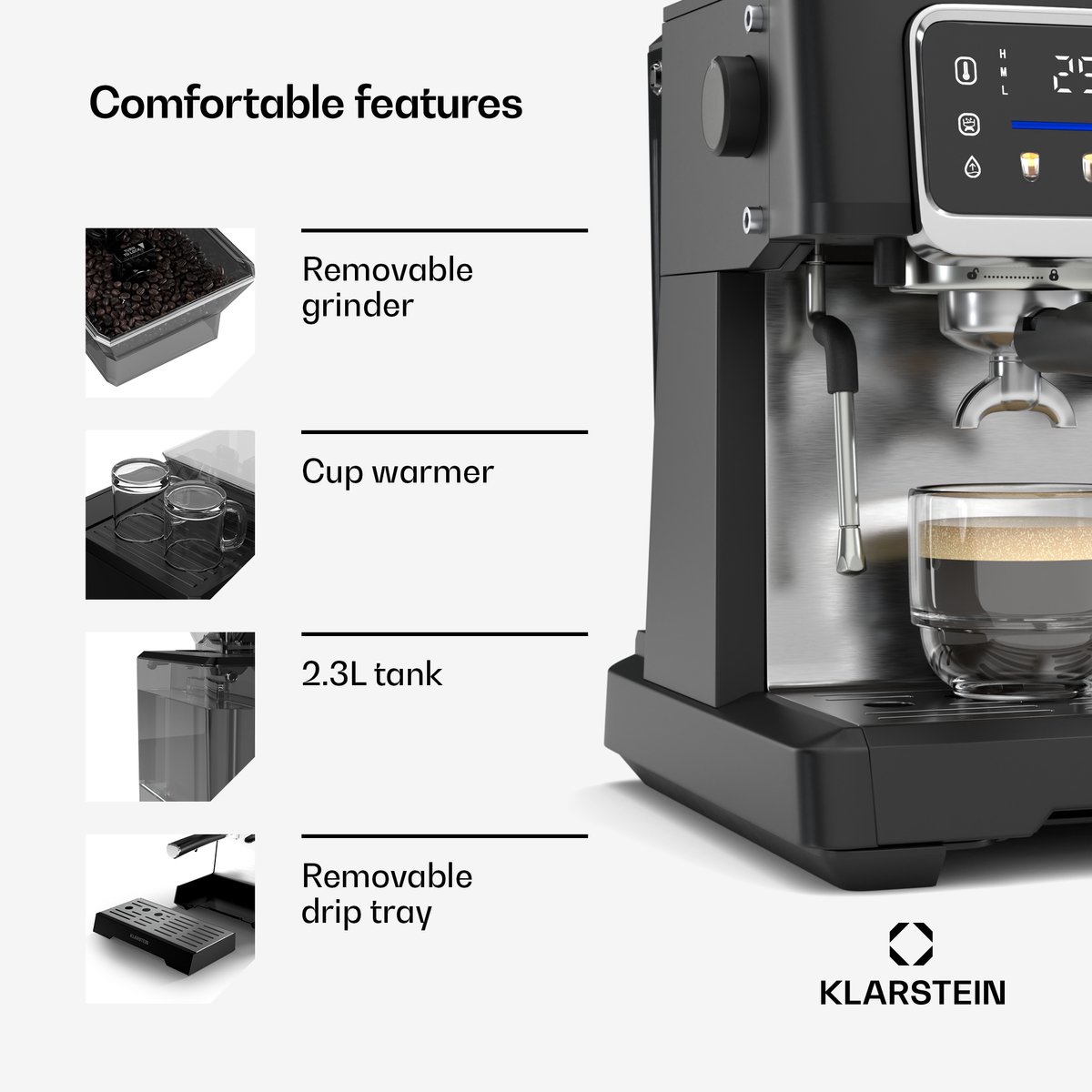 Klarstein GrandPresso Touch Koffiemachine met Maalmolen - afbeelding 3