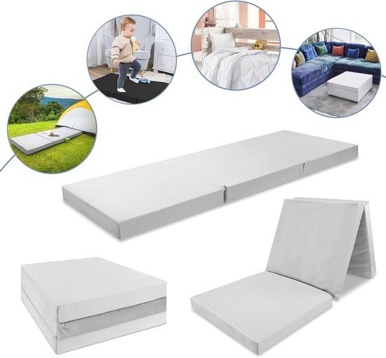 Opvouwbare Gastenmatras 195 x 65 cm - Comfortabele Vloermatras Met Afneembare Ecologische Hoes — afbeelding 4