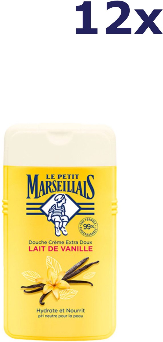 Goedkoopste 12x Le Petit Marseillais Crème de douche - 250ml - Lait de vanille