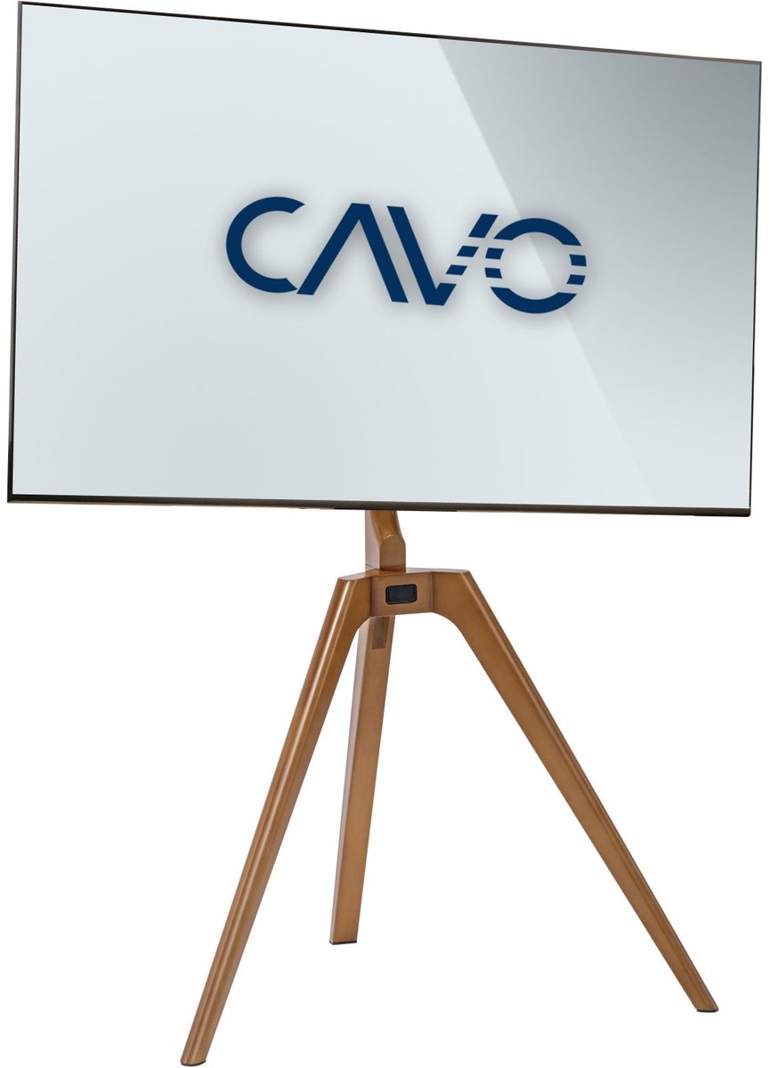 CAVO TV ezel voor 45 tot 65 inch schermen tot 40 kg, walnoot naturel gelakt, Max VESA 400 x 400 mm Universele draaibare steun voor platte & gebogen TV & Monitor