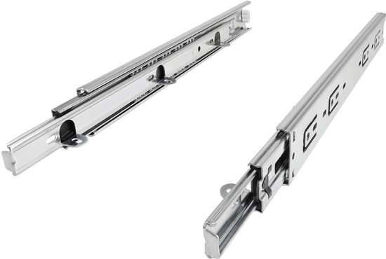 1 paire de glissières à extension complète SOTECH KV4-45-H45-L400- NF avec support (longueur 400 mm rétractée / capacité de charge 45 kg) Rails de tiroir pour tiroirs en bois